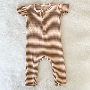 Q by Quincy Mae Short-Sleeve Striped Onesie, Size 3-6M